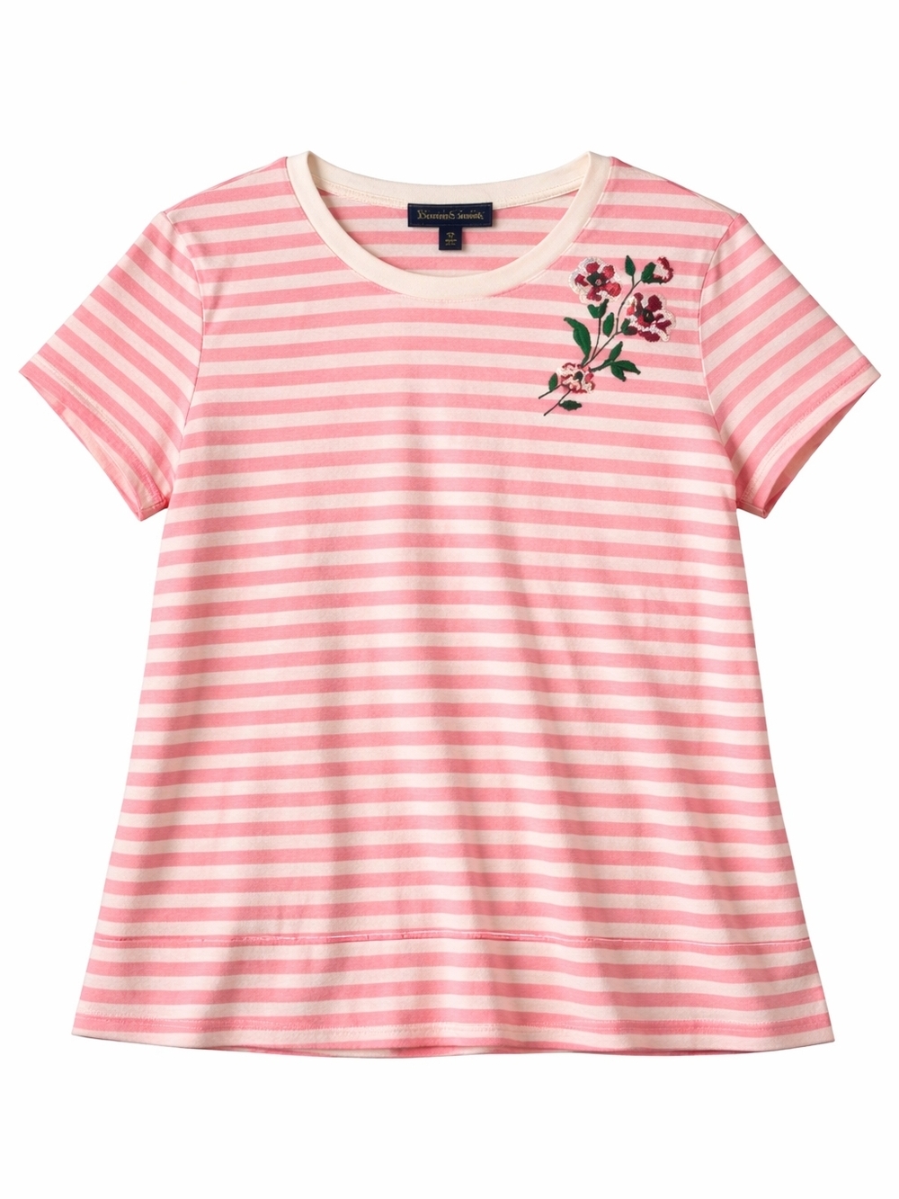 Brooks Brothers Pink‎ Striped Tee with Floral Seqins
